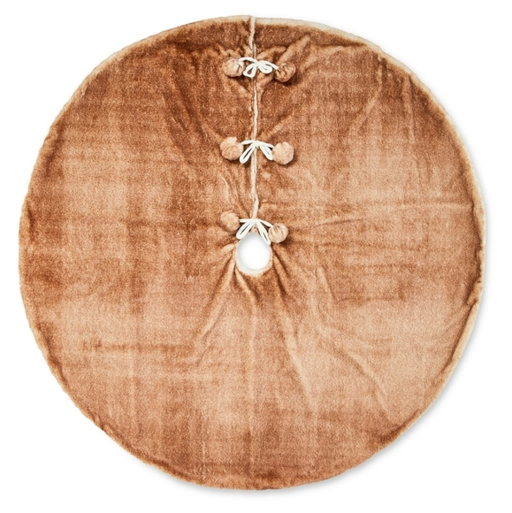 Brown Faux Fur Christmas Tree Skirt, 48" Diameter, by Holiday Time - Picture 1 of 4